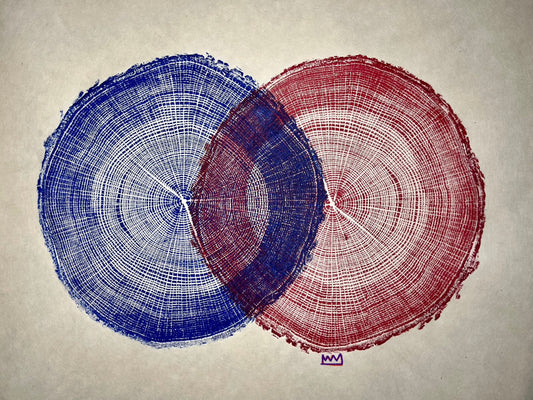 Day 28 Relief Print of Post Oak "Venn Diagram"
