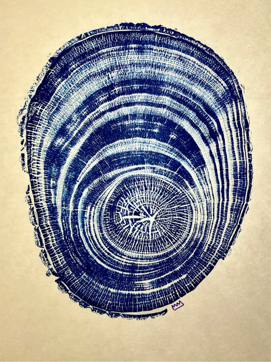 Indigo Blue Tulip Tree Print